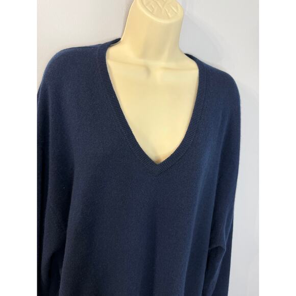 J. Crew Cashmere Relaxed V-neck Sweater Blue Soft Casual Wardrobe Sz XL - Picture 5 of 10